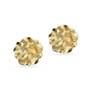 Women Designer Boho Flower Earrings Golden Studs Earring Metal Jewelry for Girls